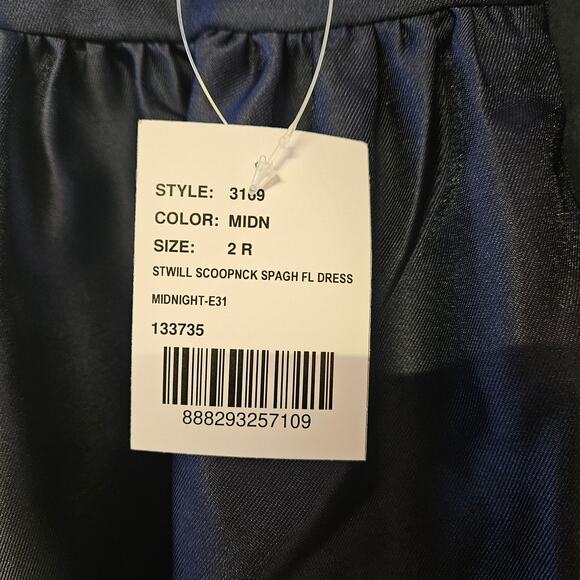 Dessy Collection Midnight Sleeveless Satin Gown Size 2R NWT Corset Holiday - Picture 8 of 11